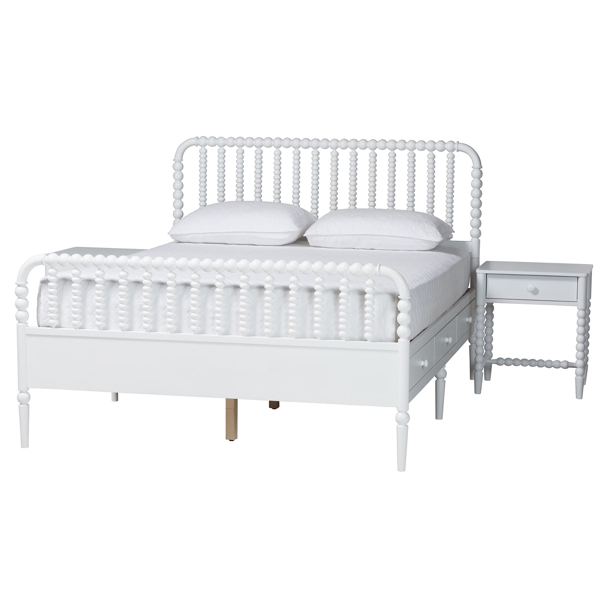 Baxton Studio Lucera 3-Piece Bedroom Set, Queen, White